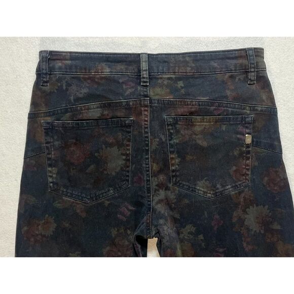 RARE Mason's Italian Brushed Cotton Black Floral Pants Printed Size 27 Ankle - Picture 5 of 7